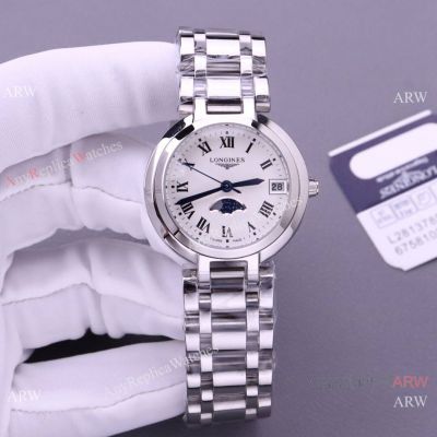 Best Replica Longines PrimaLuna MoonPhase watches White Roman Dial